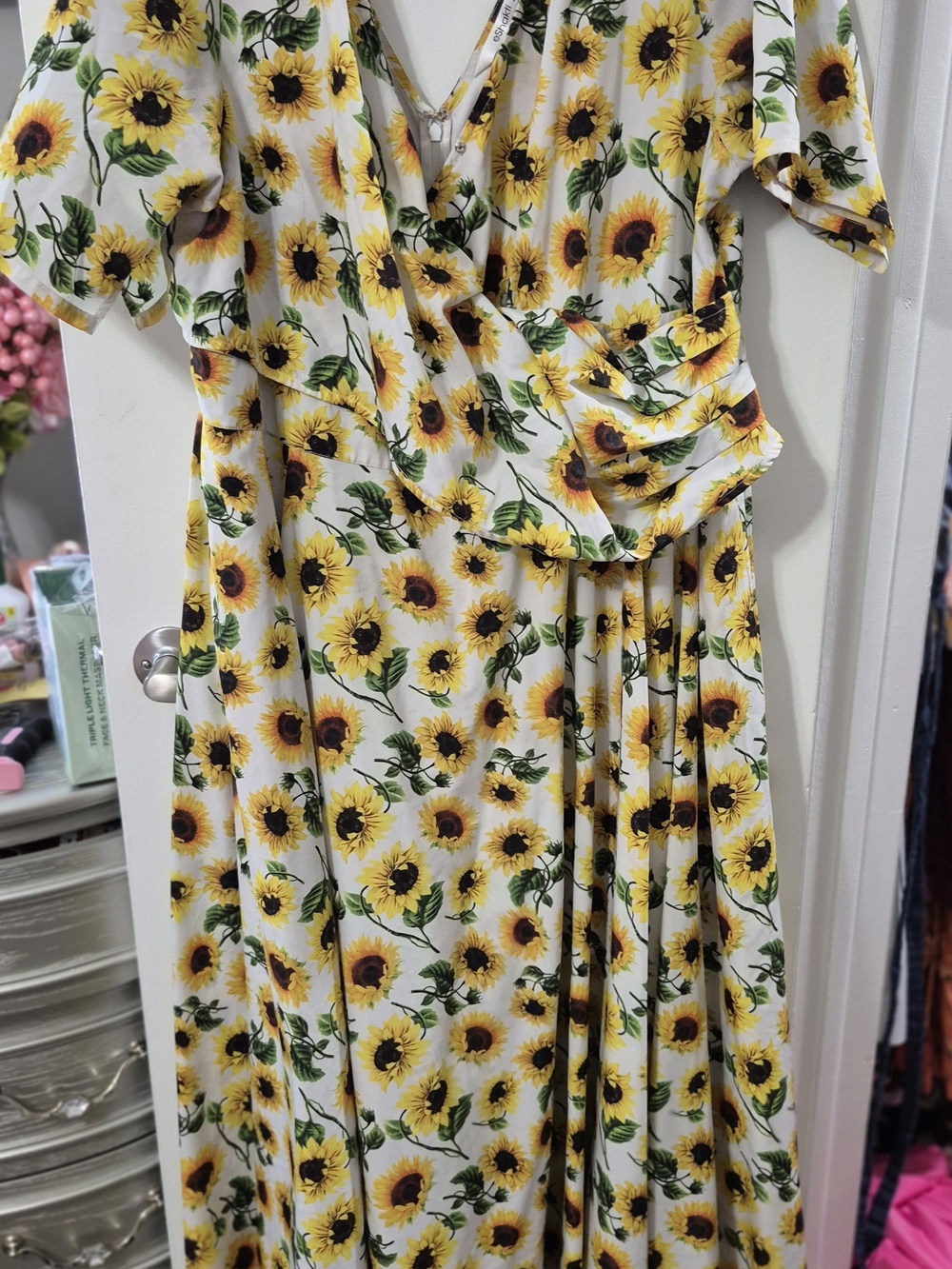 eshakti Yellow Sunflower Print Maxi Dress